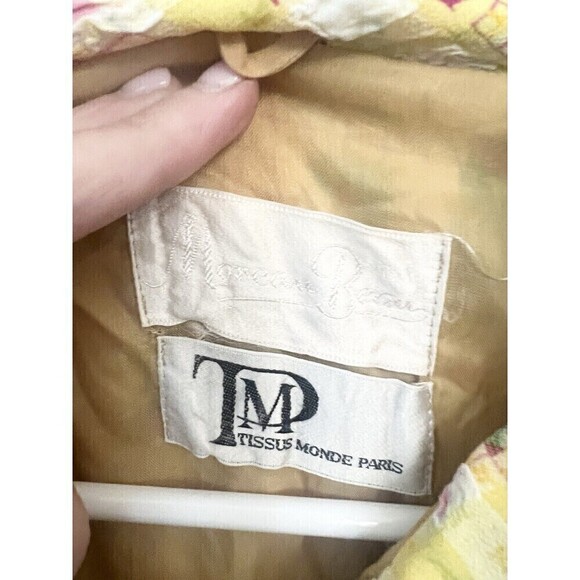 Vintage Tissus Monde Paris Dress Floral Mid Century Modern Buttons Lined M 1960s - Picture 7 of 12